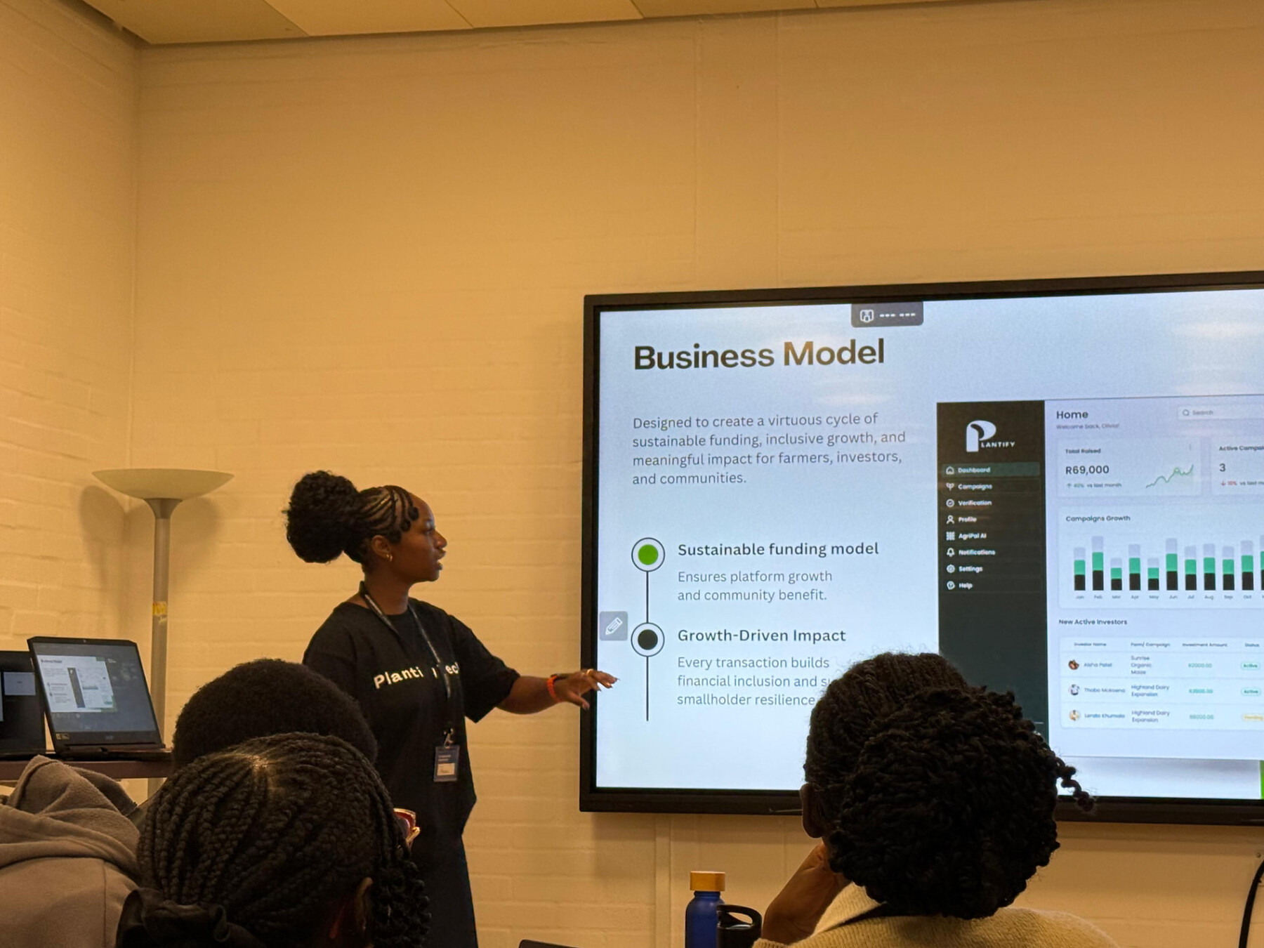 Lynxio Tech founder presenting a business model to entrepreneurs in a workshop