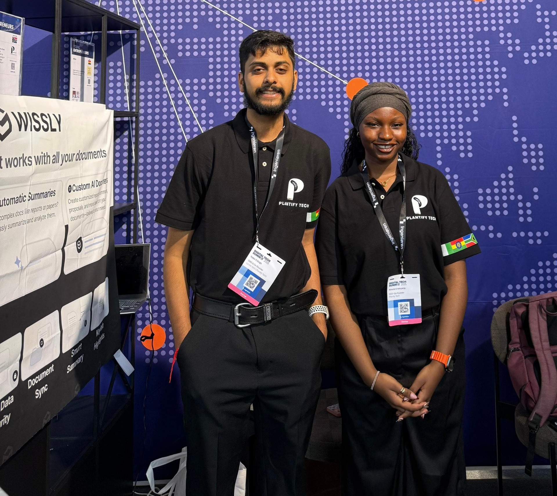 Lynxio Tech founders exhibiting Plantify Tech at a technology summit stand