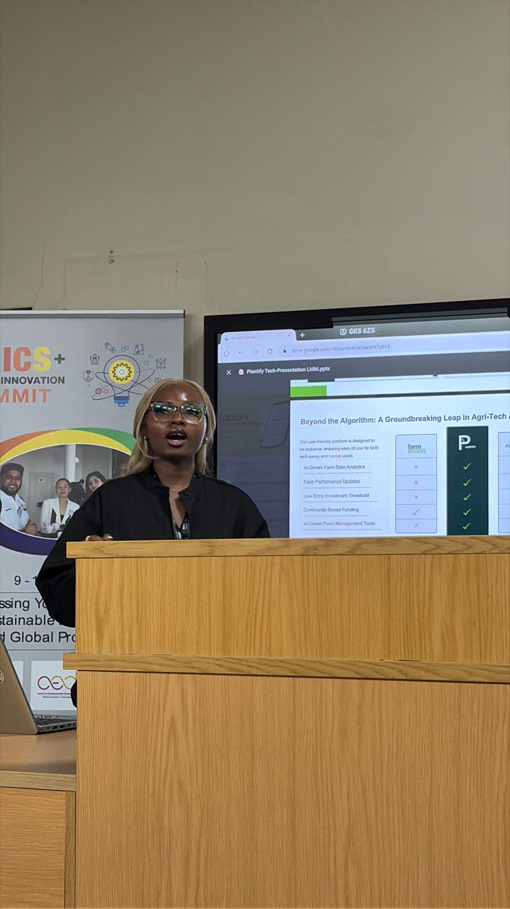 Lynxio Tech co-founder presenting Plantify Tech at the BRICS+ Youth Innovation Summit